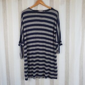 Soft Surroundings Striped Jersey Knit Tunic Dress Blue Gray Size‎ Petite Medium